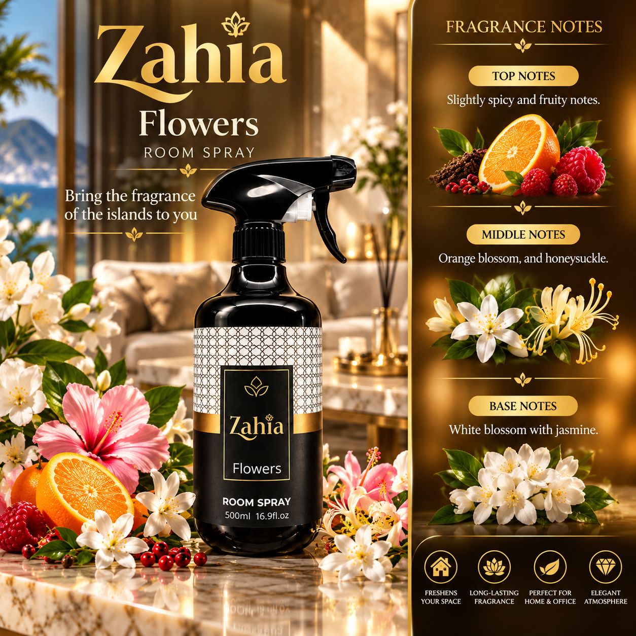 معطر زاهية Flowers الفاخر الثابت – 500 مل - Image 2