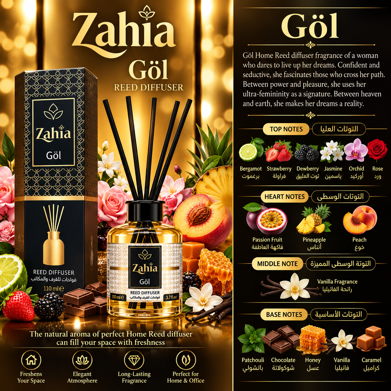 فواحة زاهية جول الفاخرة الثابتة – معطر منزلي بريميوم – 110 مل - Görsel 2