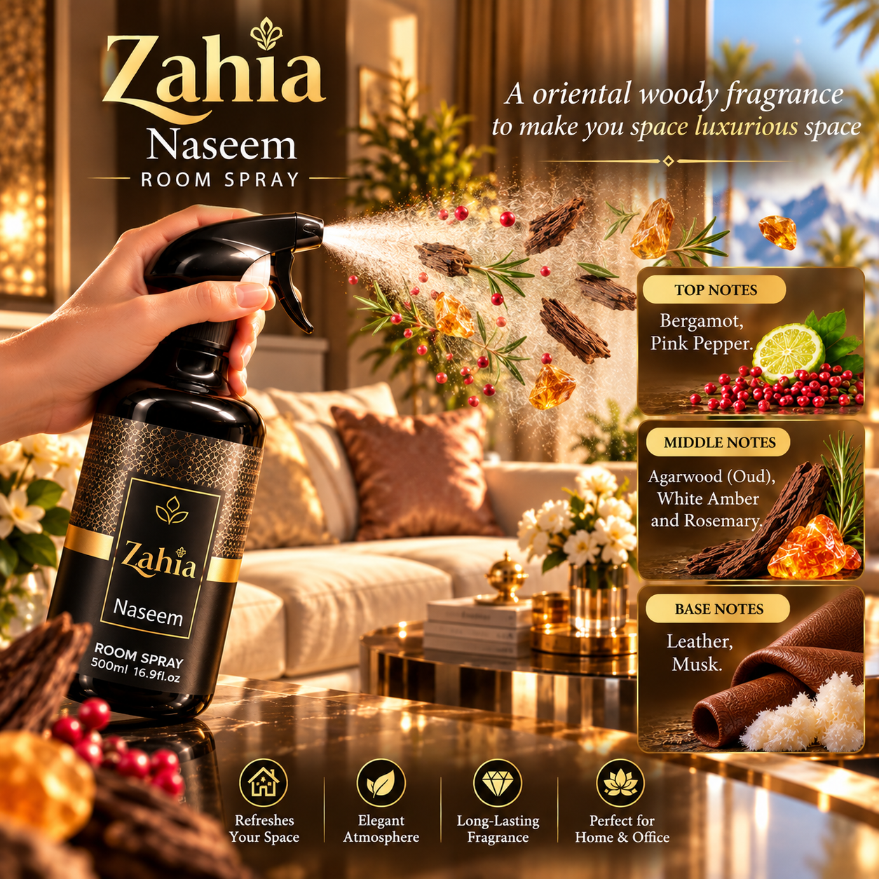 معطر زاهية Naseem الفاخر الثابت – 500 مل - Image 2