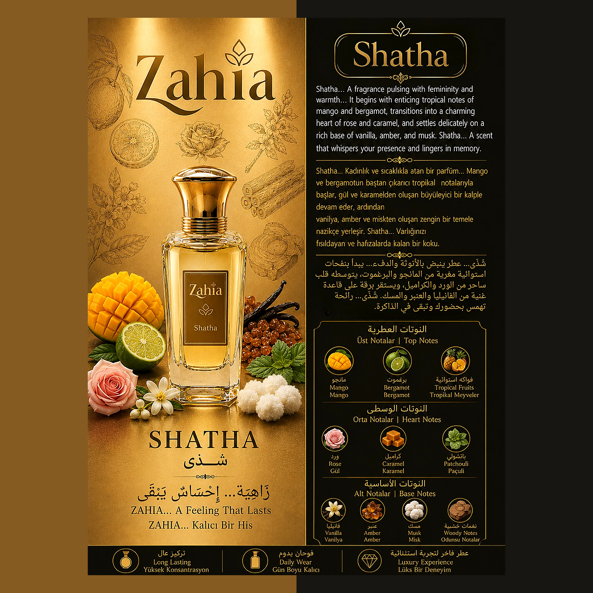 زاهية شذى Shatha إكستريت دو بارفيوم فاخر – ثبات طويل – عطر نسائي (50 مل) - الصورة 2