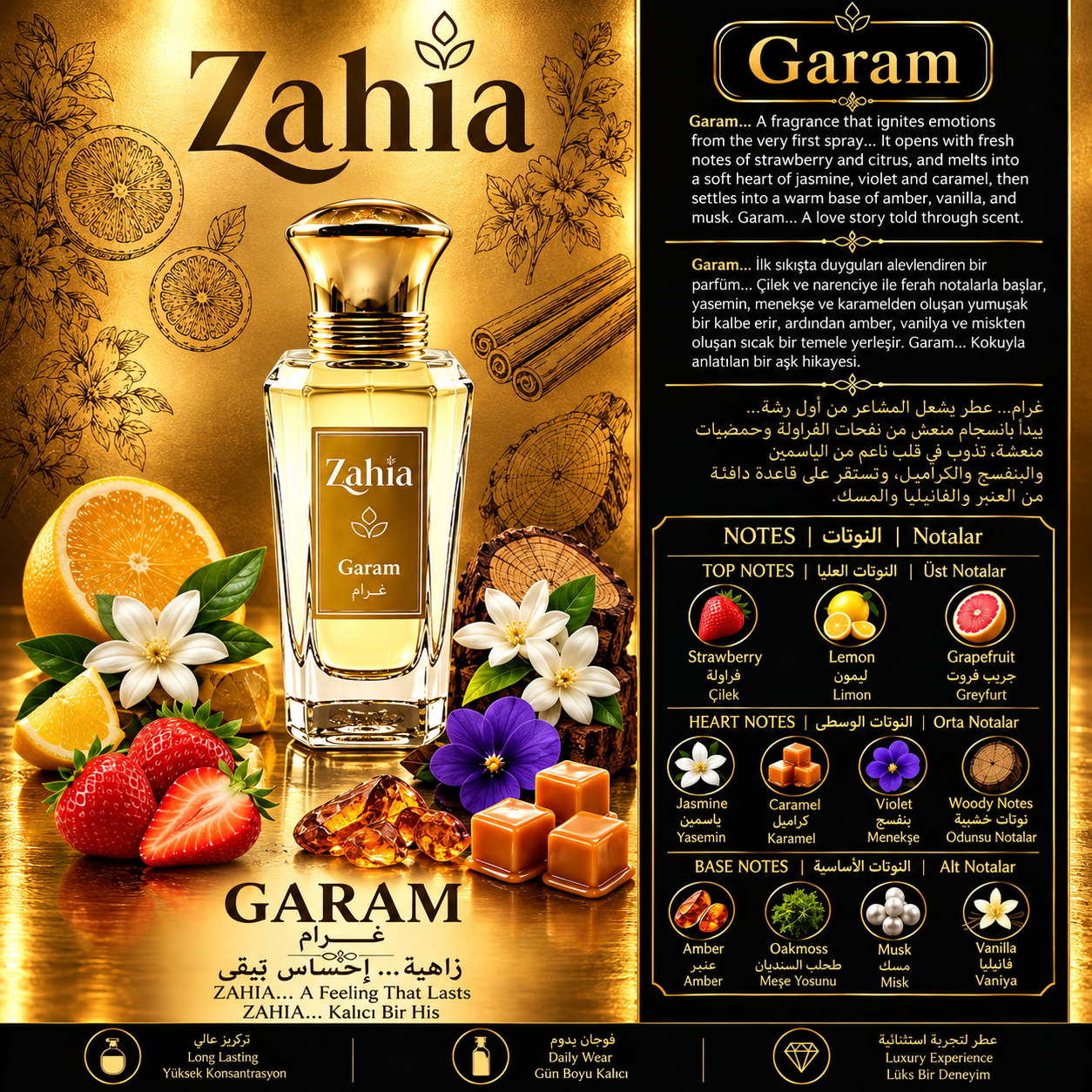 زاهية غرام Garam إكستريت دو بارفيوم فاخر – ثبات طويل – عطر نسائي 50مل - Görsel 2