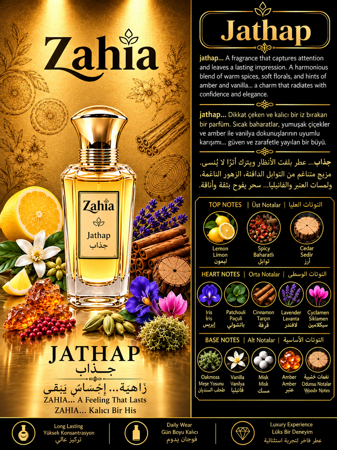 زاهية جذاب Jathap أو دو بارفيوم فاخر – ثبات طويل – عطر رجالي (50 مل) - الصورة 2