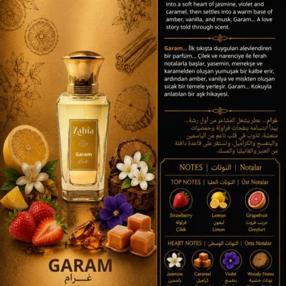 النوتات العطرية لعطر غرام من زاهية - Garam Extrait de Parfum