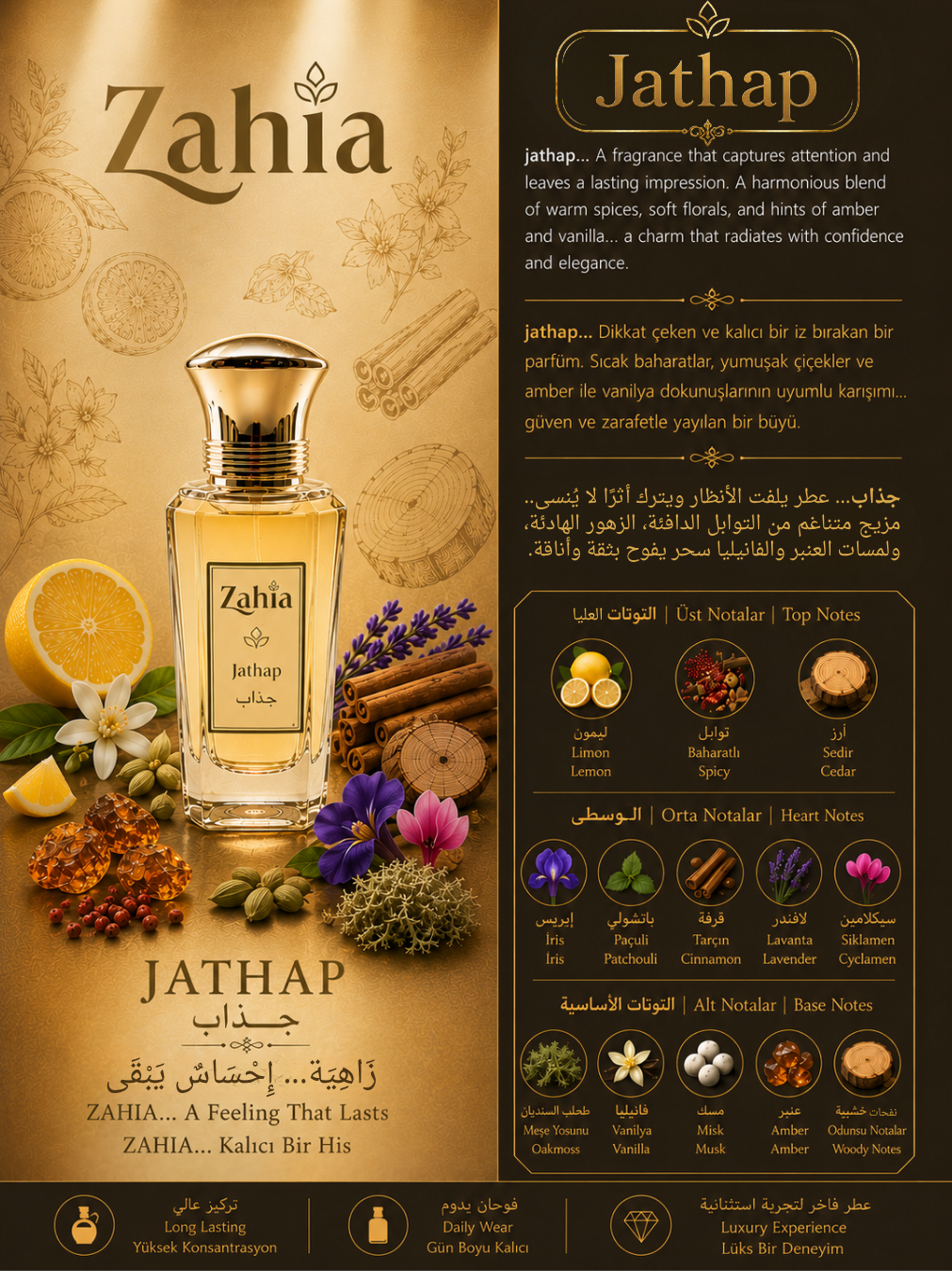 النوتات العطرية لعطر جذاب من زاهية - Jathap Eau de Parfum