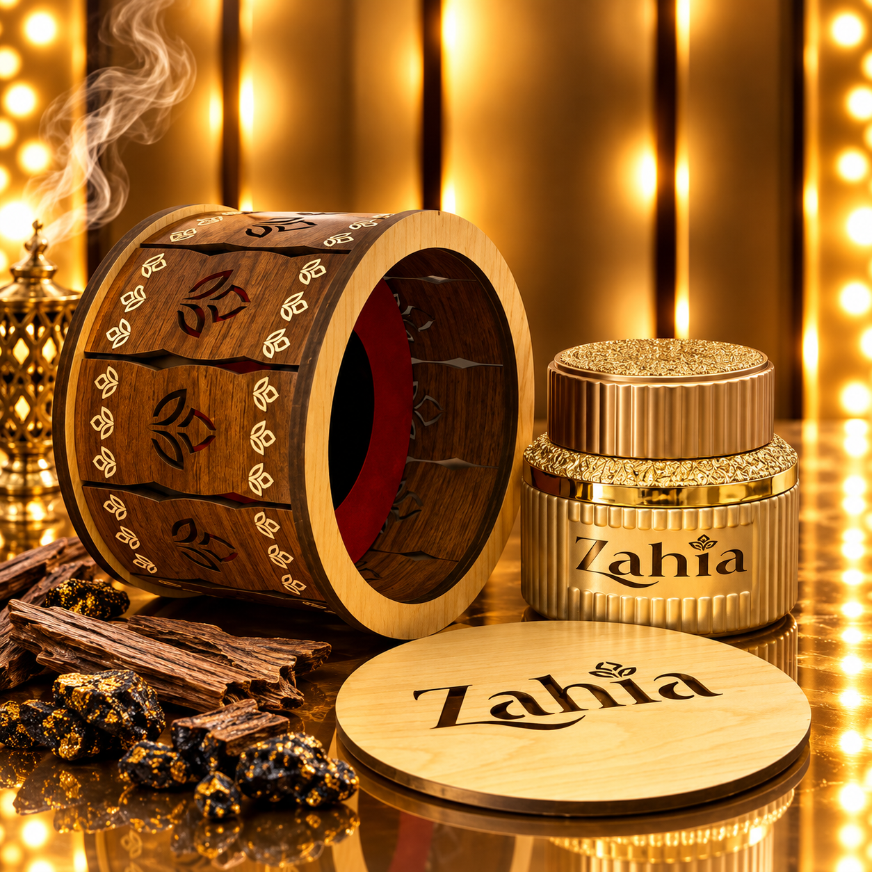 ZAHIA Lüks Ahşap Hediye Kutusu – AL ONS Buhur 100 g