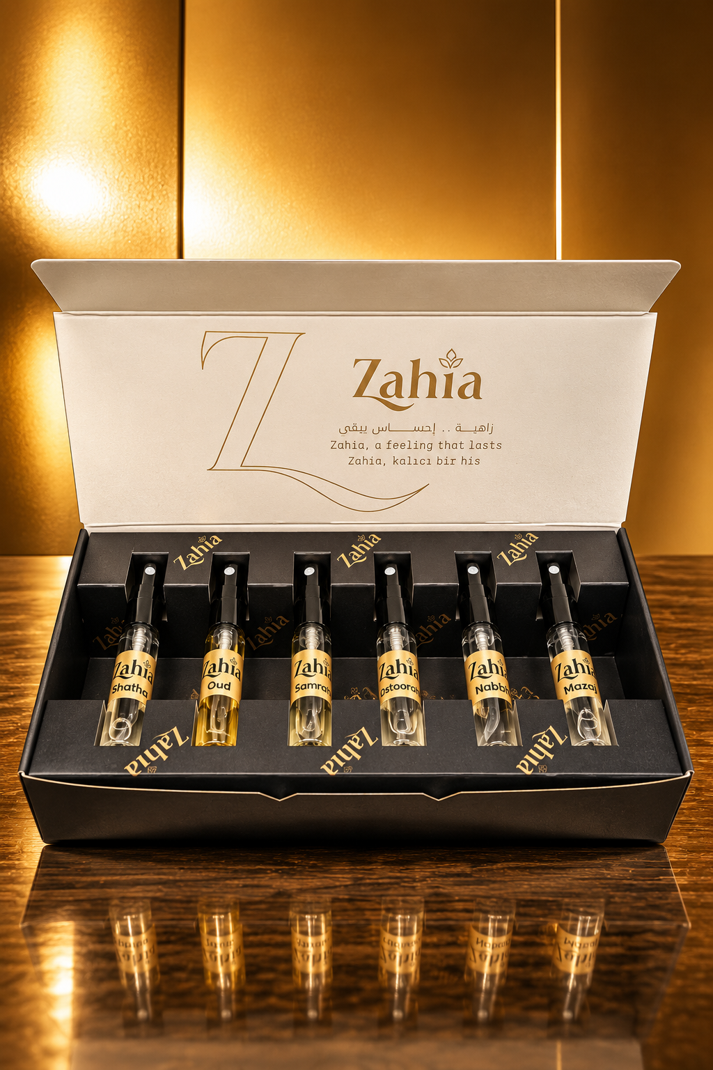 Zahia 3ml Lüks Kalıcı Mini Parfüm Seti 6’lı Tester Numune Paket Unisex Parfüm – (Mazaj, Nabdh, Ostoorah, Samrah, Shatha, Oud)